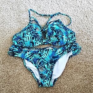 PINK 2 Piece palm 🌴 trees Bikini set